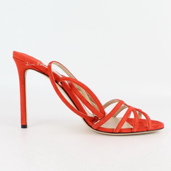 NEW JIMMY CHOO Cutout Suede Sandals - Picture 3 of 16